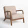 Hertford Upholstered Linen Blend Accent Chair with Wooden Legs and One Pillow