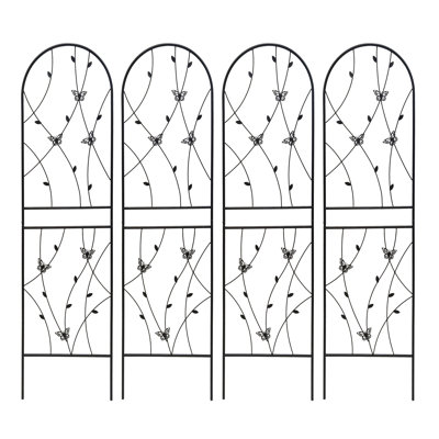 Ensemble de 2 treillis de jardin en métal antirouille de 19,7 po pour plantes grimpantes support de fleurs extérieur noir