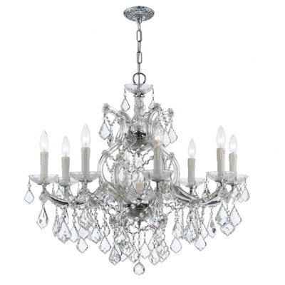 Weekes 9 - Light Candle Style Chandelier with Crystal Accents