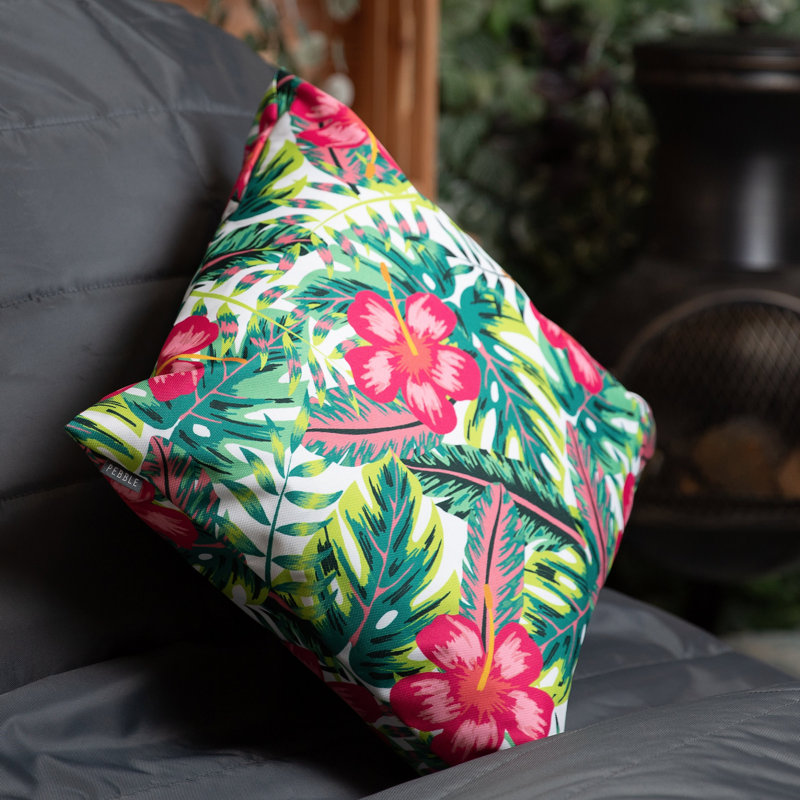 Tropical Flower Indoor-Outdoor Cushion, Multicolour