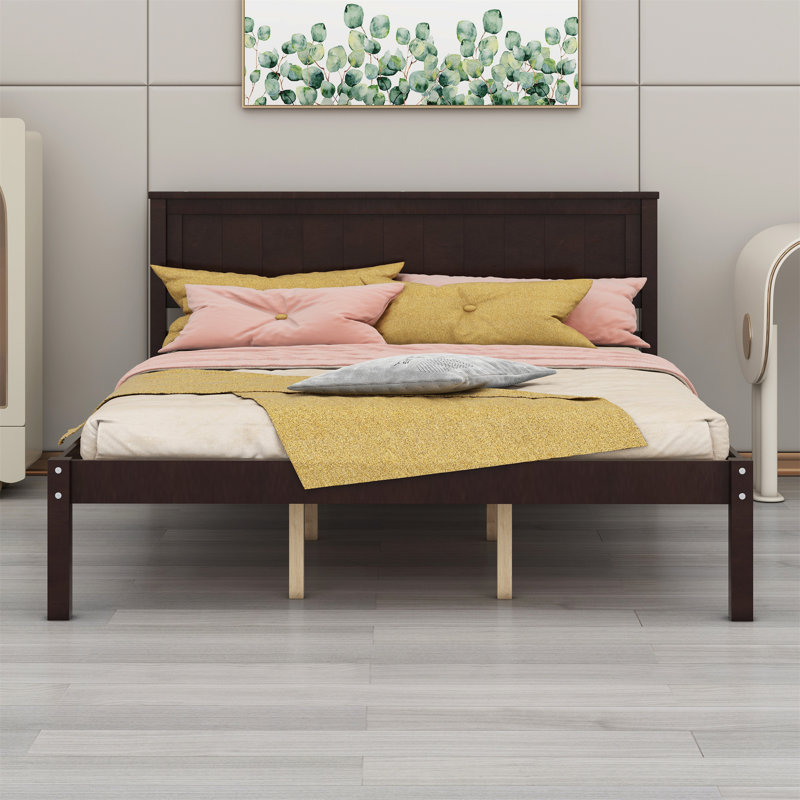Lit plateforme en bois massif Shauna, Blanc, Grand
