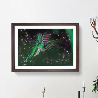 Green-Crowned Hummingbird in Abstract - Picture Frame Painting Print