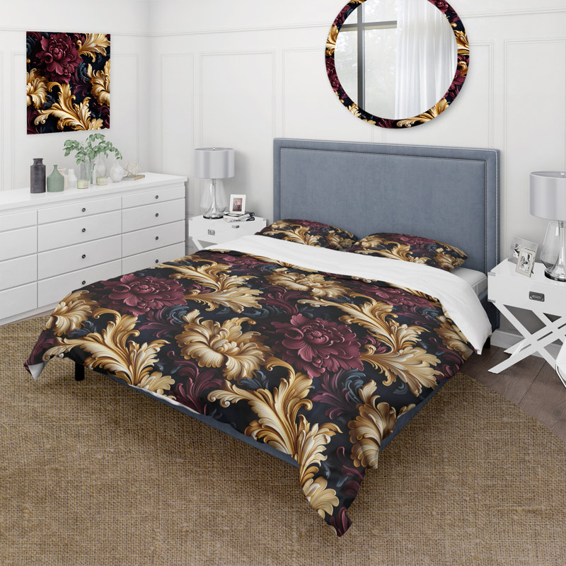 Ensemble de housse de couette en microfibre Timeless Purple Baroque Floral Dreams II