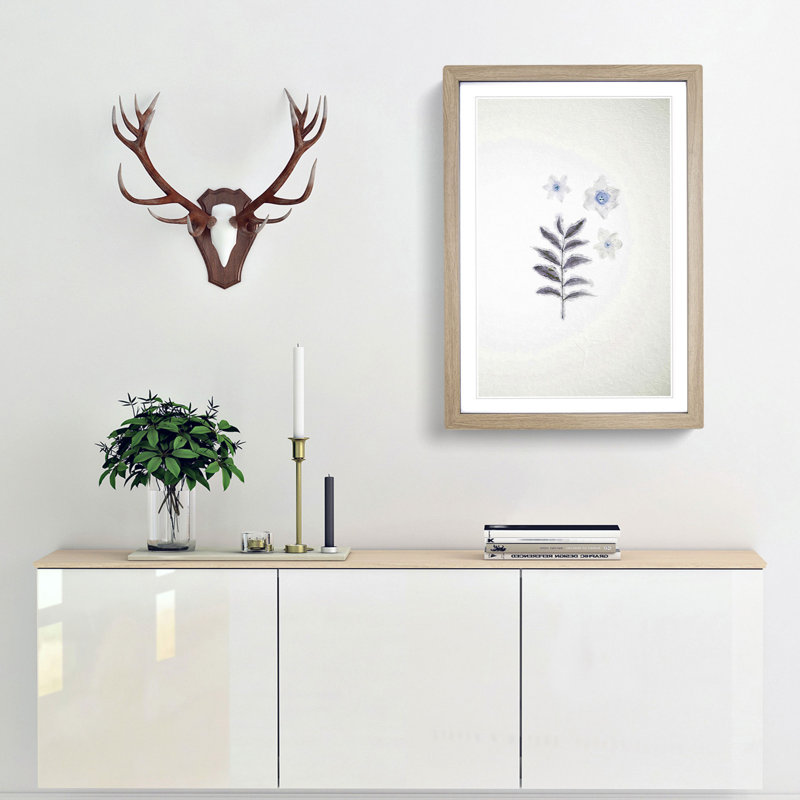 White Daffodil Dismantled - Framed Print, 65cm H x 48cm W x 2cm D, Oak Framed