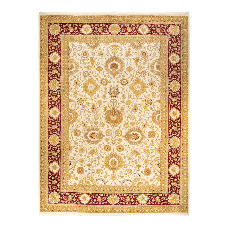 One-of-a-Kind 10' 2" X 13' 9" 2000s Wool Area Rug in Ivory