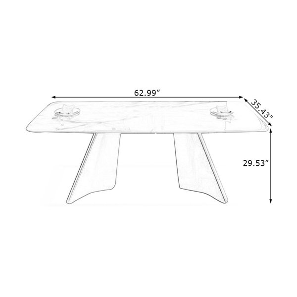 George Oliver Greyish White Rectangular Sintered Stone Tabletop Dining ...