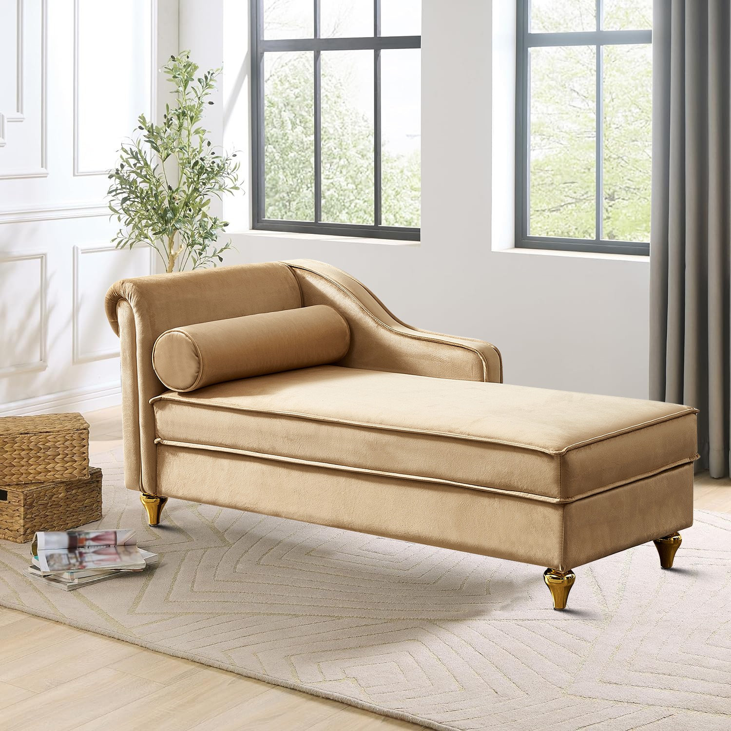 Mercer41 Méridienne d'intérieur rembourrée en velours Kinh - Wayfair Canada