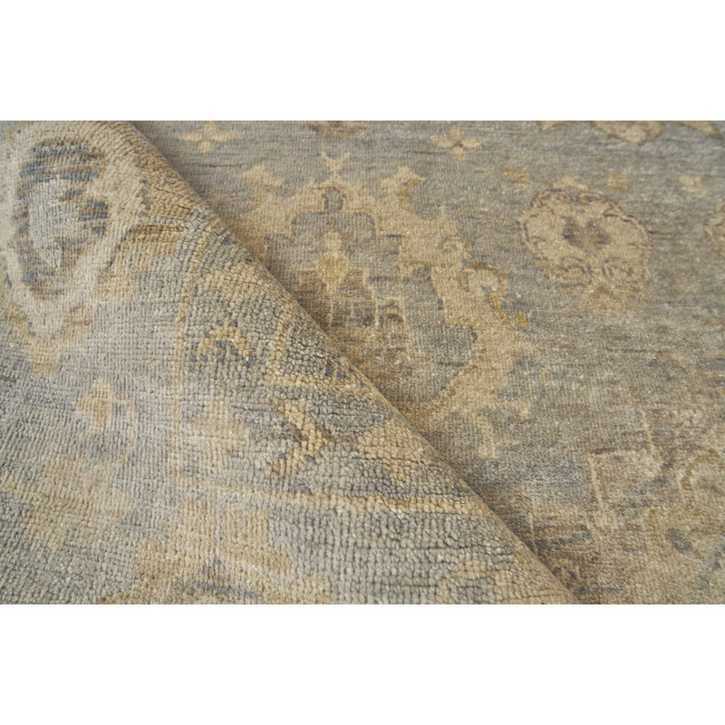 Antique Weave Oushak Oriental Hand-Knotted Wool Light Blue Area Rug, Rectangle 6' x 9'