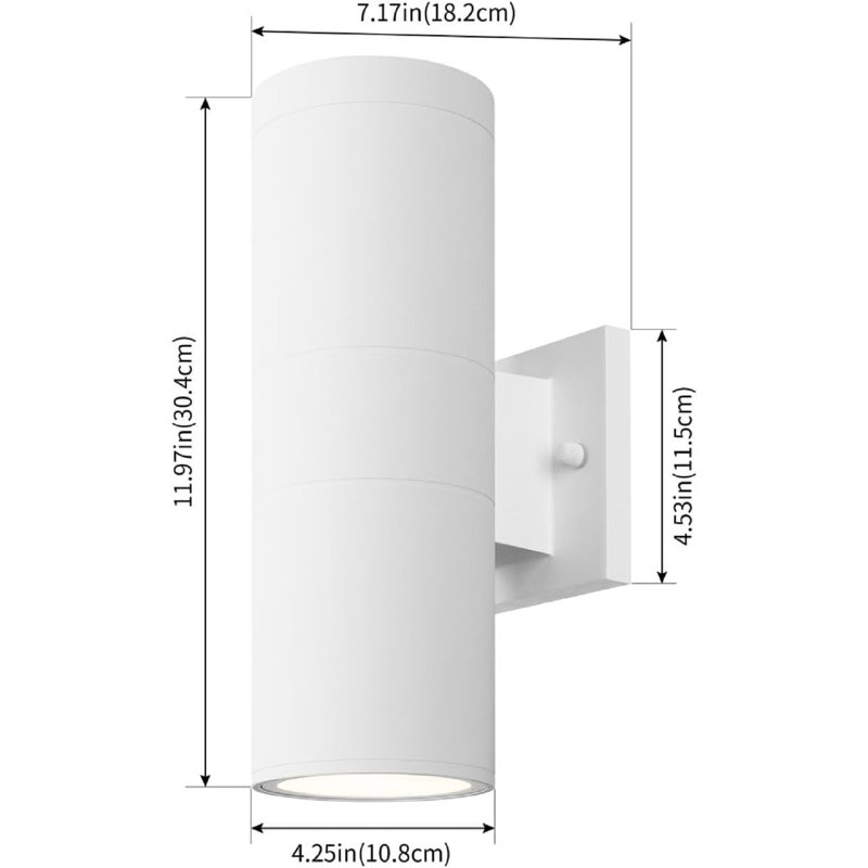 Modern Outdoor Porch Light Patio Light In 2 Lights With Aluminum Cylinder And Tempered Glass Cover Waterproof Wall Sconce 2 Pack