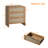 22.8" Wide，rattan 3-drawer Curved Nightstand, Caramel Oak