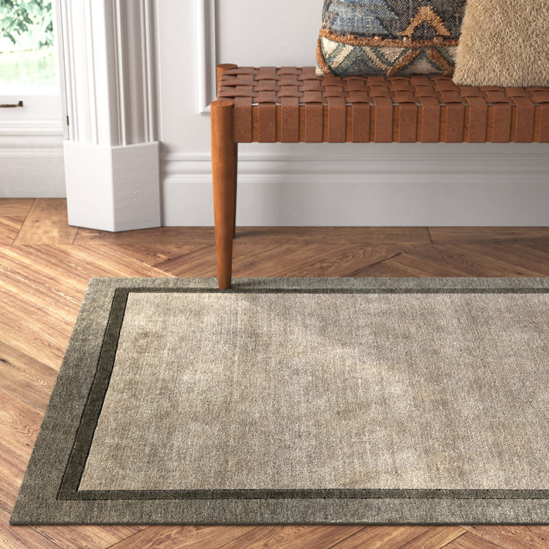 Zaley Handmade Tufted Wool Gray Area Rug, Rectangle 5' x 8'