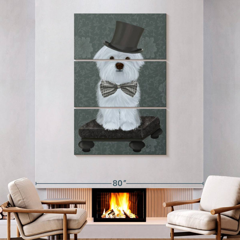 Brampt Maltese With Top Hat, 74" H x 48" W
