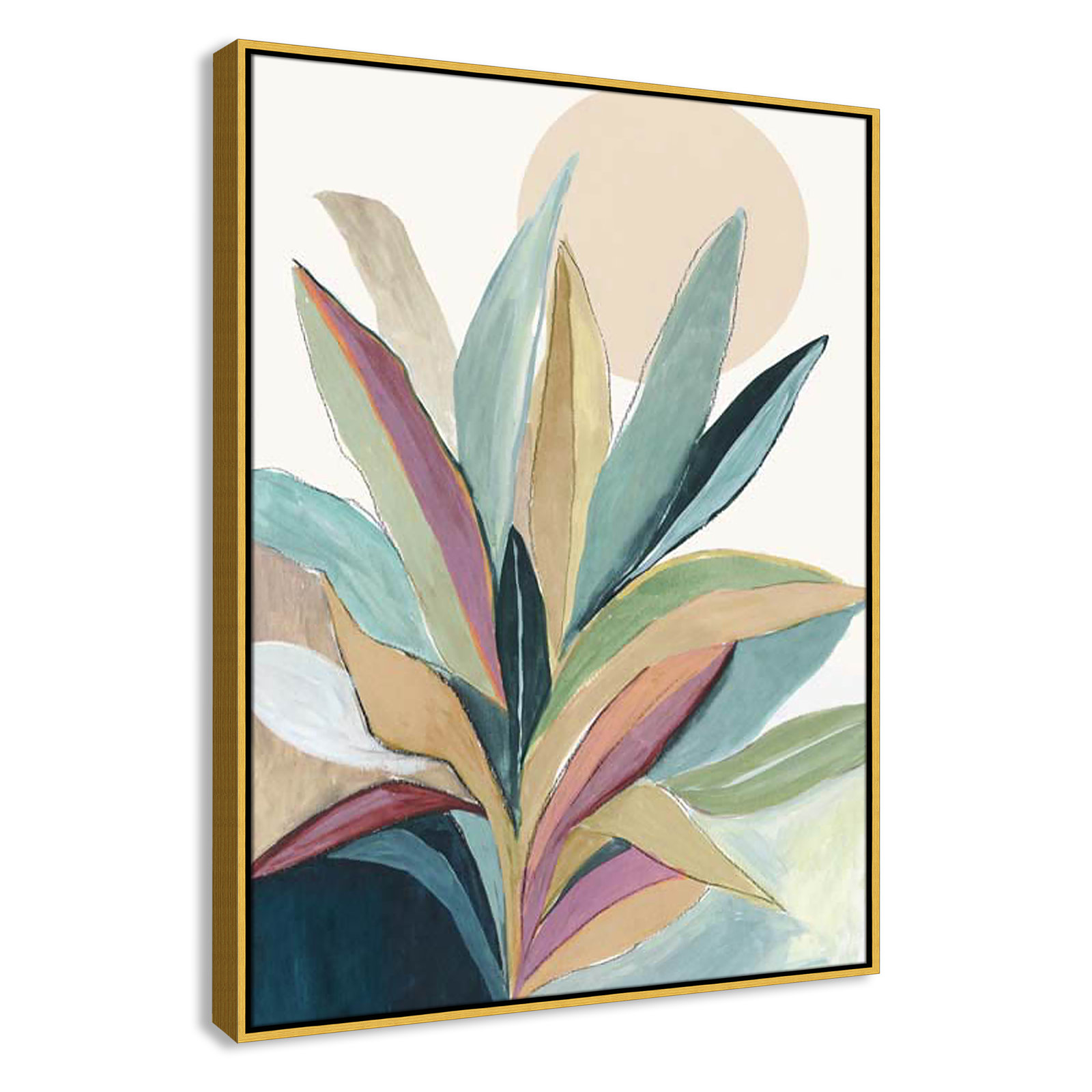 Byer "Sunny Bright Leaves I" Print by Asia Jensen, 41.5" H x 31.5" W x 2" D, Gold Floater Framed, No Mat