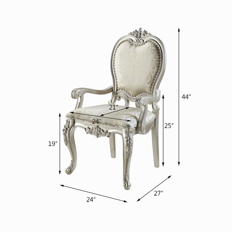 Ensemble de 2 chaises avec accoudoirs en tissu et finition champagne Bemment