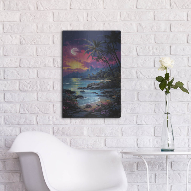 Art mural en métal «Tropical Sunset» 6 pi par Momart, H 24 po x l 16 po