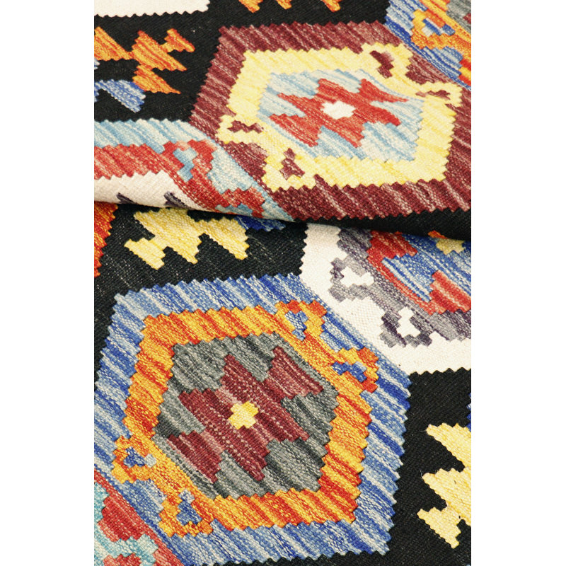 Kilim Geometric Handmade Flatweave Rectangle 8'4" x 11'1" Wool Area Rug in Brown/Orange/Yellow