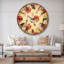 Rose rouge sur fond jaune - horloge murale traditionnelle-36845767