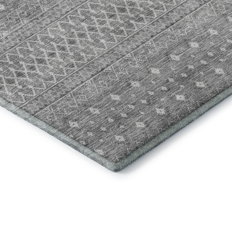 Premium Machine Washable Prisco Silver Rug, Rectangle 5' x 7'6"