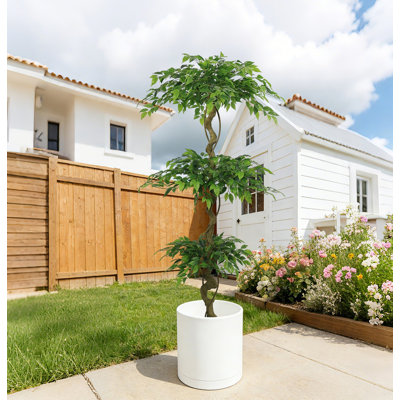 Ficus artificiel 6 pi, faux banian réaliste avec pot pour la maison, décor de patio de bureau, 1pc / ensemble