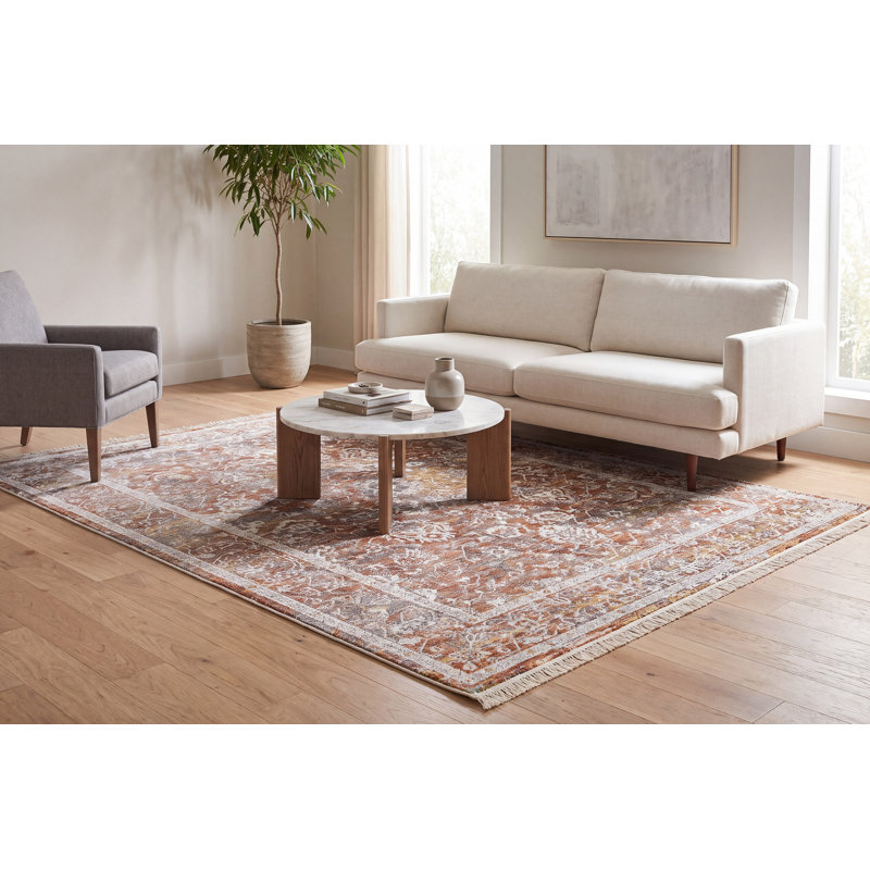 Tapis oriental cuivre / ivoire, Rectangle 9 pi x 13 pi