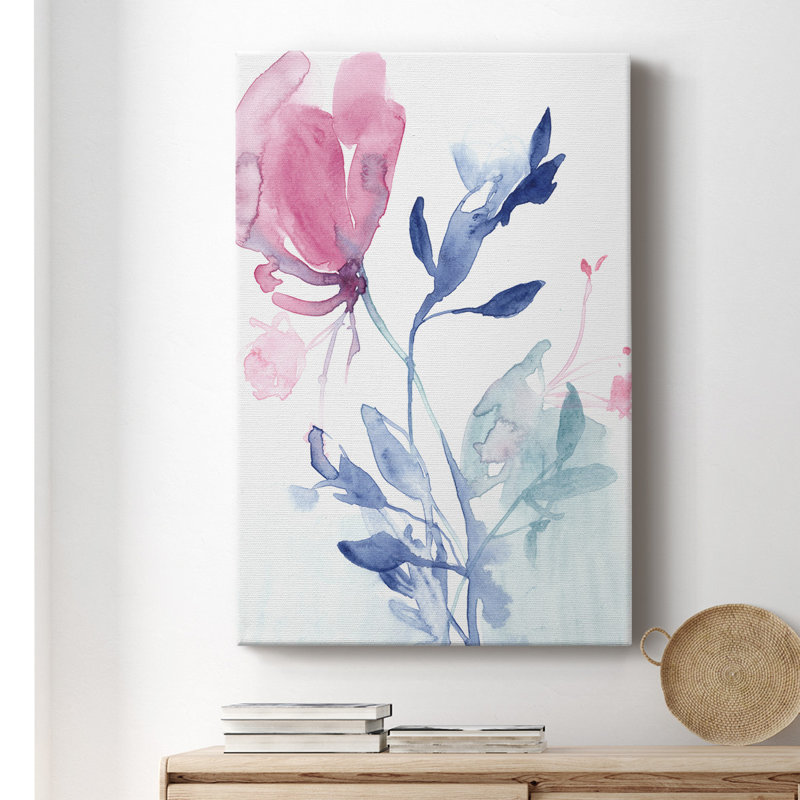 Toile tendue avec châssis Fuchsia Sway II - prête à être accrochée, L 40 po x H 60 po