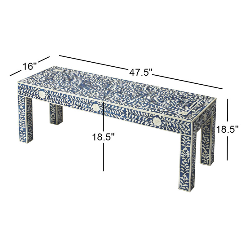 Vivienne Bone Inlay 47.5"W Bench