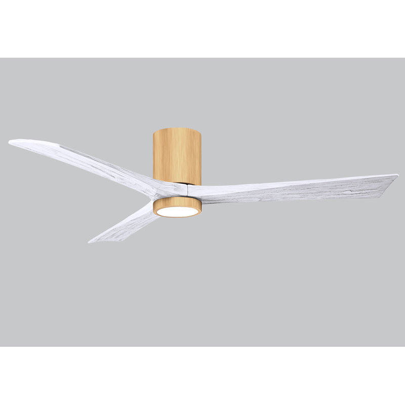 Olivier à 3 pales DEL standard avec ventilateur de plafond et ensemble d'éclairage inclus, Blanc mat, Érable clair, 60"