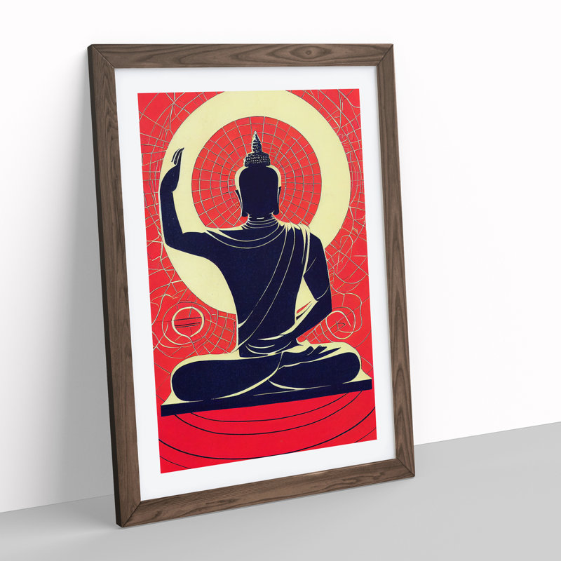 Artistic Buddha - Wall Art, 34cm H x 25cm W x 2cm D, Walnut Framed