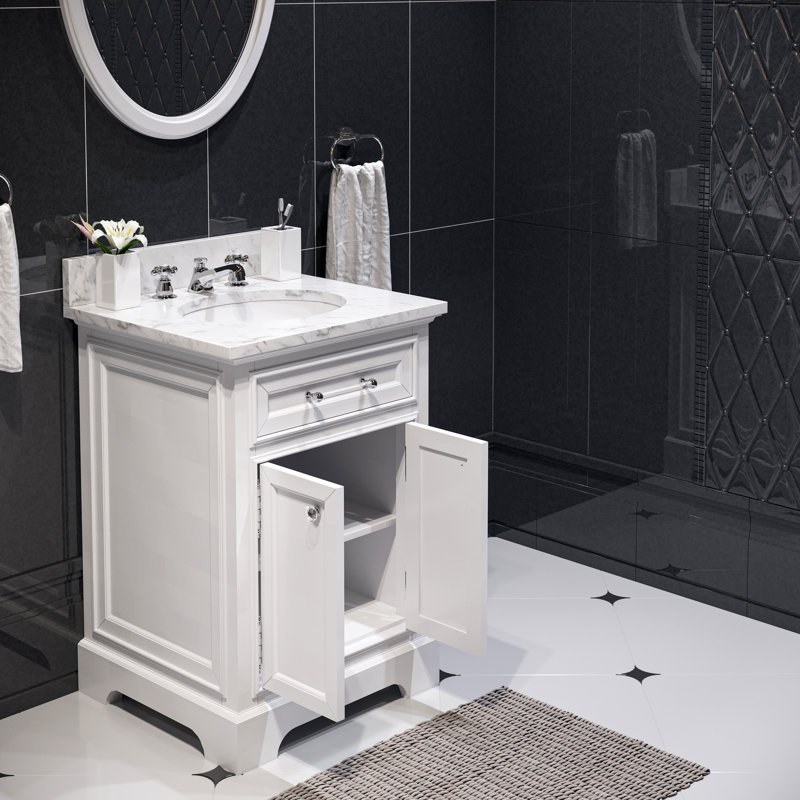 Derby 24" Single Sink Bathroom Vanity Set with Faucet, White, Mirror Included