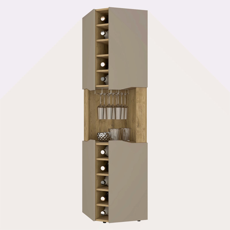 Taupe 10-Bottle Bar Cabinet