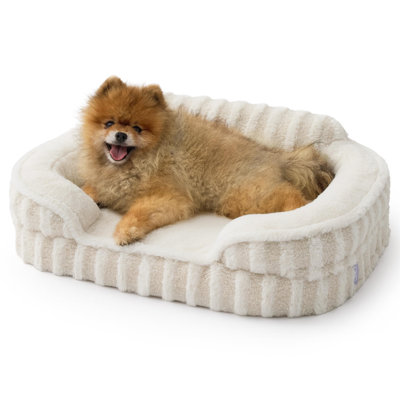 Lesure Cute Dog Beds, Orthopedic Waterproof Pet Bed with Sides, High Back Non-Slip Bottom and Egg-Crate Foam Pet Couch Sofa with Washable Removable Cover