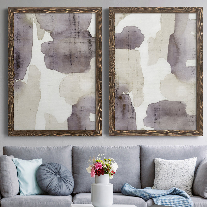 Tessera Wash I - ensemble de 2 reproductions d'art sur toiles, H 43,5 po x l 31,5 po x P 1 po, Toile avec cadre en noyer