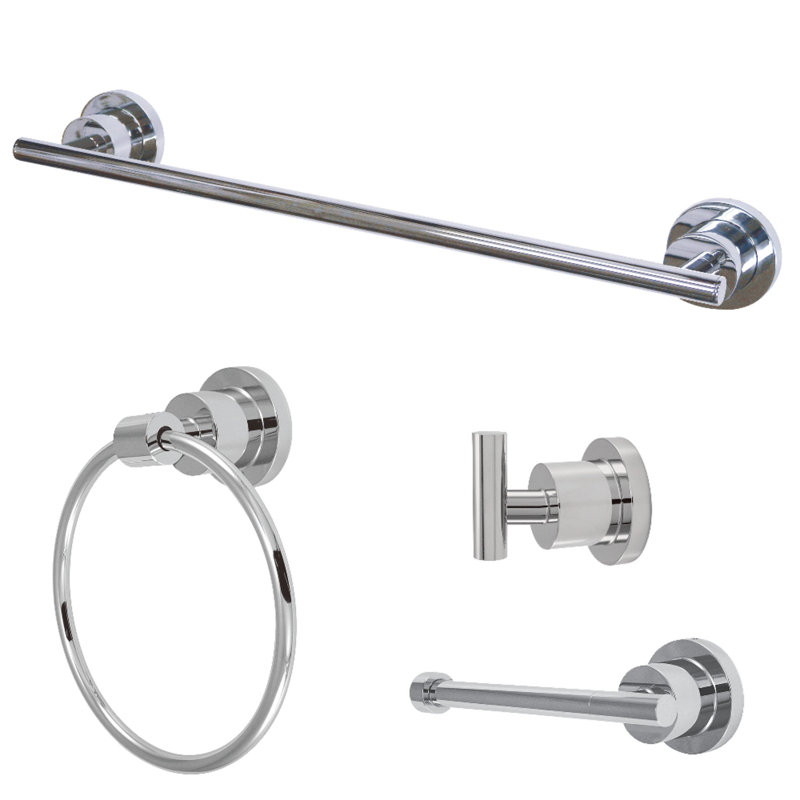 Ensemble de quincaillerie de salle de bain 4 pièces Kingston Brass Concord, Chrome poli