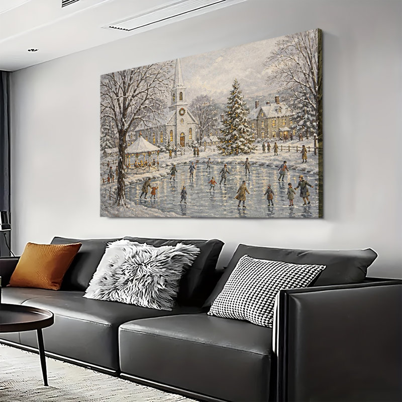 Art mural sur toile Winter Village, 28 po x 40 po