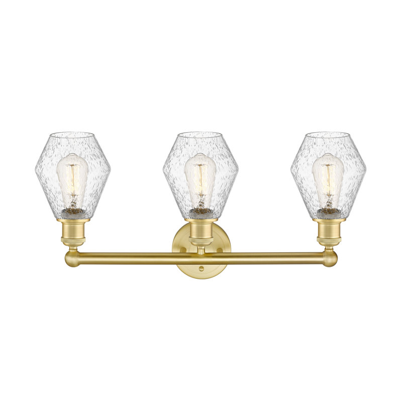3 - Light Dimmable Vanity Light, Seedy, Satin Gold