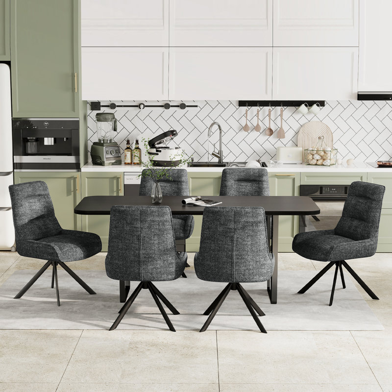 Simple Solid Color Chenille Dining Chair, Dark Gray