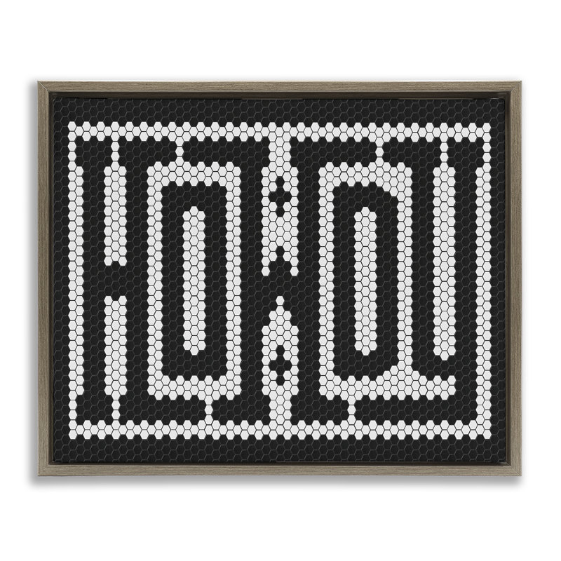 Mosaic Style Howdy in  Framed Floater Canvas Wall Art, design by Lettered and Lined, Montalcino Elm Floater Frame
