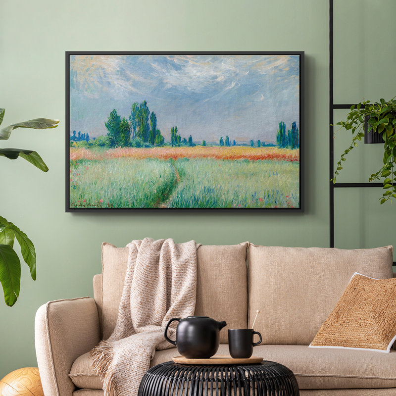 Paysage rétro, H 27 po x l 41 po x P 2 po, Toile avec cadre flottant noir