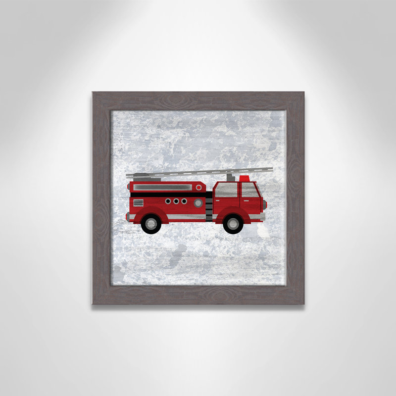 Red 1 Paper Print, 12" H x 12" W x 0.6" D, Grey Woodgrain Flat Framed