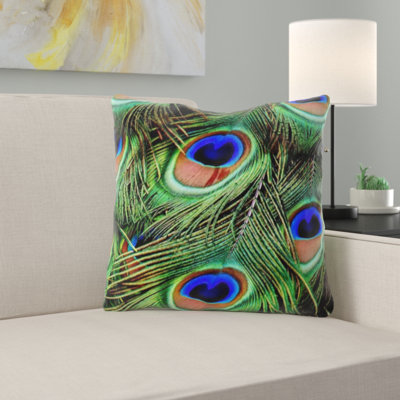 Coussin en plumes peacock