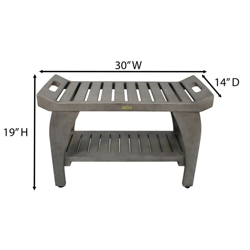 30'' Teak Shower Bench with LiftAide Arms and Shelf