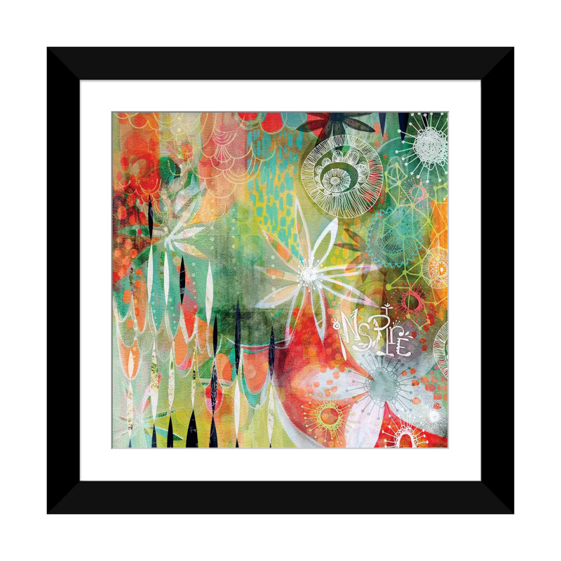 « inspire » par stéphanie corfee, impression sur toile, H 16 po x l 16 po x P 1 po, Papier avec cadre noir, Blanc