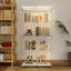 Armoire en verre trempé blanc avec lumières télécommandées et serrure, 3 à 4 tablettes, pieds réglables pour les pieds de dossier, éclairage intégré-122643052