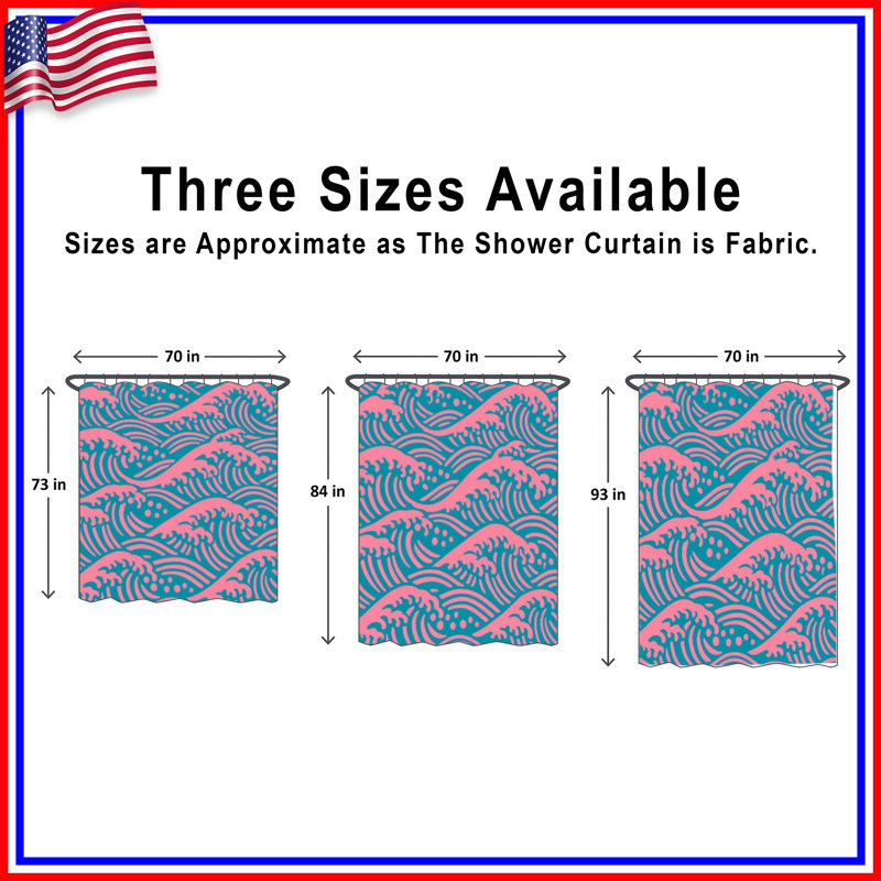 Rideaux de douche Pink Ocean Waves, 70in W x 93in H
