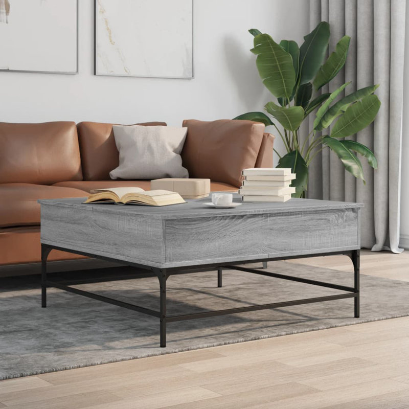 Aleathia Lift Top Four Leg Coffee Table with Storage, Grey Sonoma