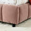 Structure de lit très grand en chenille rose avec tête de lit, cadre et tiroirs de rangement moelleux en chenille épaisse moderne