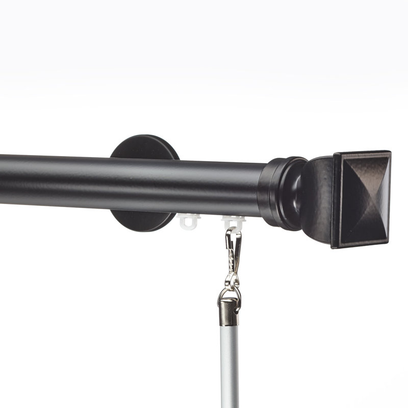 Kreger Single Curtain Rod, Black, 48"