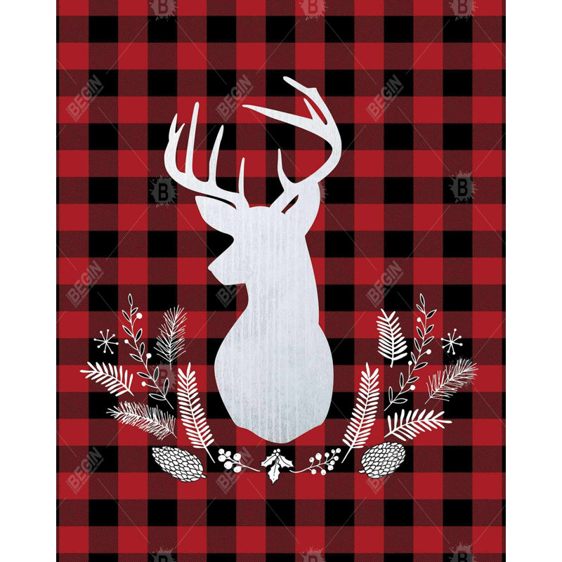 Deer Plaid Print On Canvas
