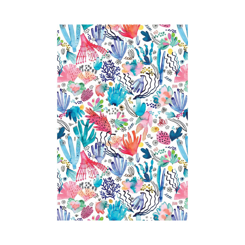 Watercolour Coral Reef Multicoloured by Ninola Design - Wrapped Canvas Painting, 152.5 cm H x 101.5 cm W