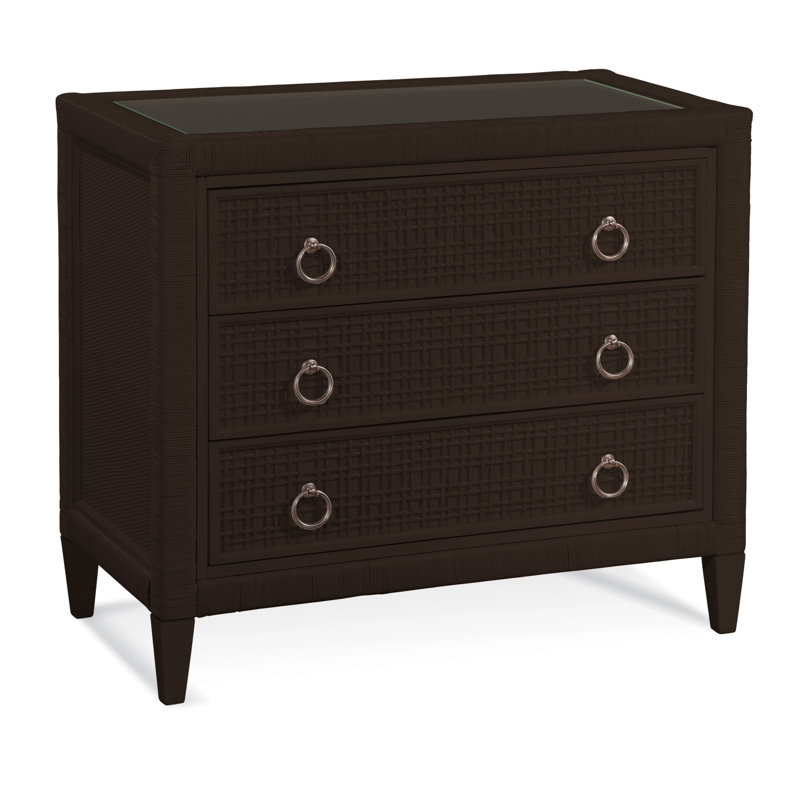 Monterey 3 Drawer Wicker Chest, Java, Yes, Satin Nickel